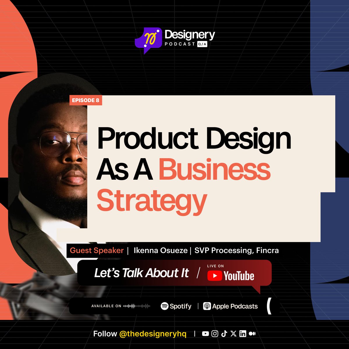 thedesigneryhq's tweet image. 📌 Design isn’t just about screens, it’s about strategy.

🚨 Join us for episode 8 as we host Ikenna Osueze, to break down how modern product designers drive real business outcomes: revenue, retention, customer loyalty, and long-term growth.

Register now
lnkd.in/e34Z6vYc