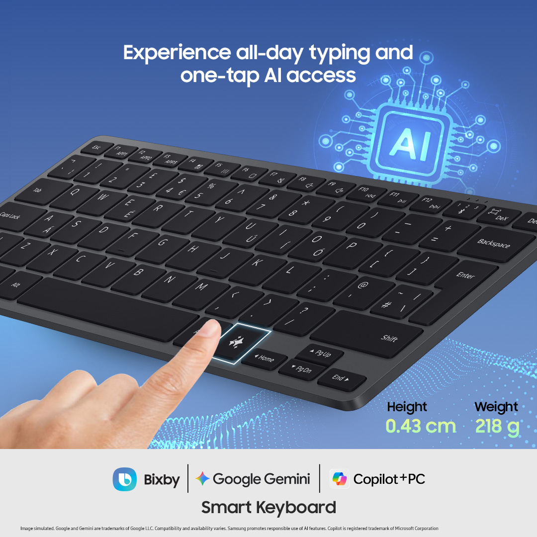 SamsungIndia's tweet image. Meet the slim and sturdy #SmartKeyboard, your shortcut to next-level productivity. With a dedicated AI Shortcut Key, powerful assistance is just a tap away. Get smarter suggestions, faster workflows, and more at your fingertips.

Own Now: smsng.co/60107S1qj

#Samsung
