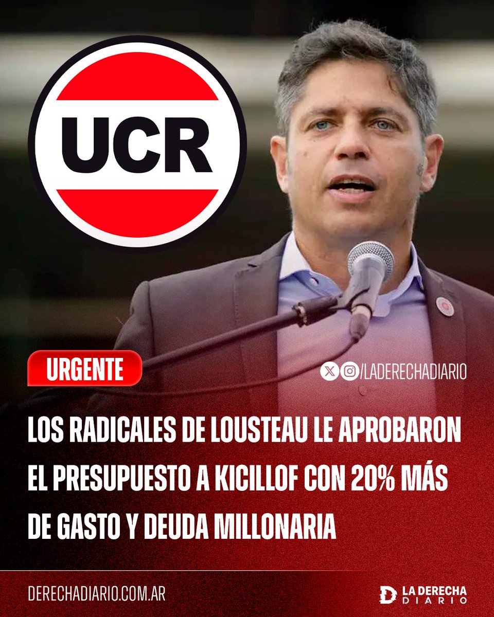 laderechadiario's tweet photo. 🚨🇦🇷 | HIJOS DE PUTA: Los radicales de Lousteau y Yacobitti junto con los 9 traidores de Kikuchi le aprobaron el Presupuesto 2026 a Kicillof con un 20% más de gasto que en 2025 y deuda millonaria muy por encima de lo que necesita para rollear los préstamos del año pasado. https://t.co/tsPuSx5uEo