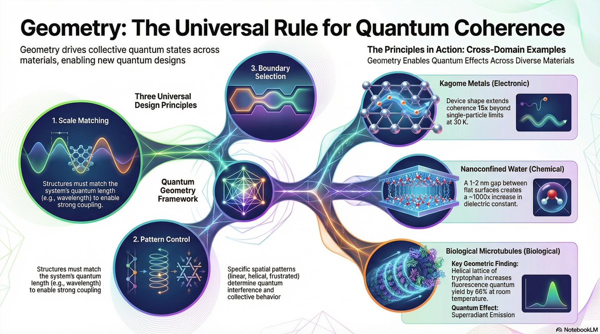 JustinEchterna9's tweet image. 🧵 Something remarkable is happening in quantum materials science.  Three independent approaches are converging on the same insight: geometry, not just chemistry, organizes quantum coherence.

Here&apos;s the evidence... 
1/9