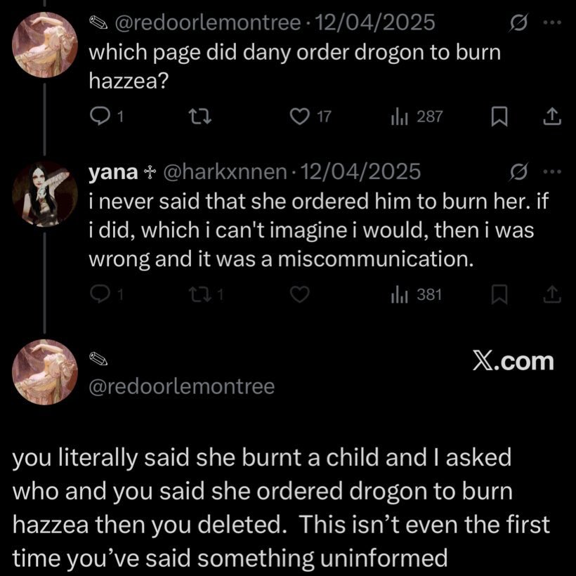 redoorlemontree's tweet image. this goofball who also once said dany ordered drogon to burn hazzea in the books lmao