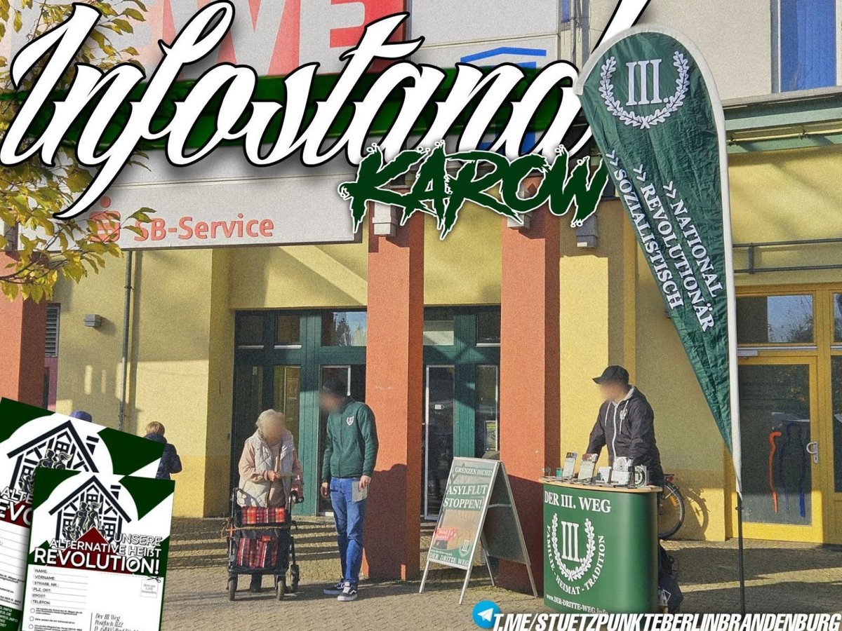 Jugend_Brb_Bln's tweet image. #Berlin-#Pankow: Volksaufklärung in #Karow

Mehrmals im Monat sind Berlins Nationalrevolutionäre auf den Straßen der Hauptstadt anzutreffen und Ansprechpartner für die Bürger, die dieses System schon längst abgeschrieben haben.

So auch kürzlich in Karow: der-dritte-weg.info/2025/11/berlin…