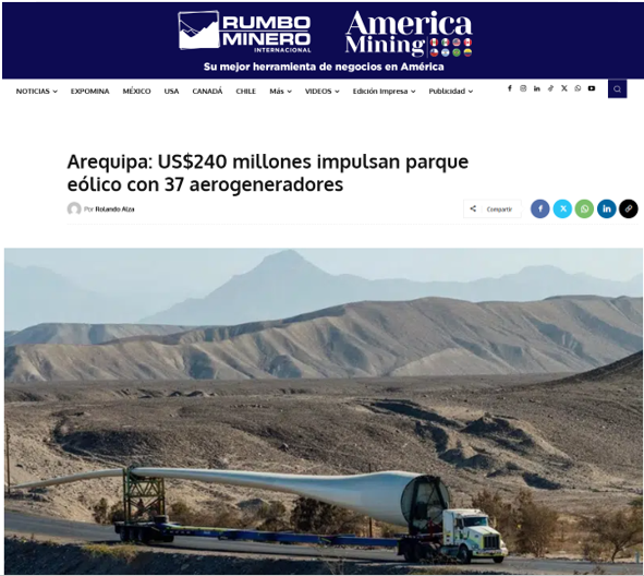 La llegada de 37 aerogeneradores a Caravelí refleja el trabajo preciso de equipos comprometidos y la capacidad de <a href="/CelarisEnergy/">Celaris Energy</a> para ejecutar inversiones de impacto. Un hito para la energía renovable del país. Gracias <a href="/rumbominero/">Revista Rumbo Minero</a> por la publicación.

lnkd.in/ejYaWH8N