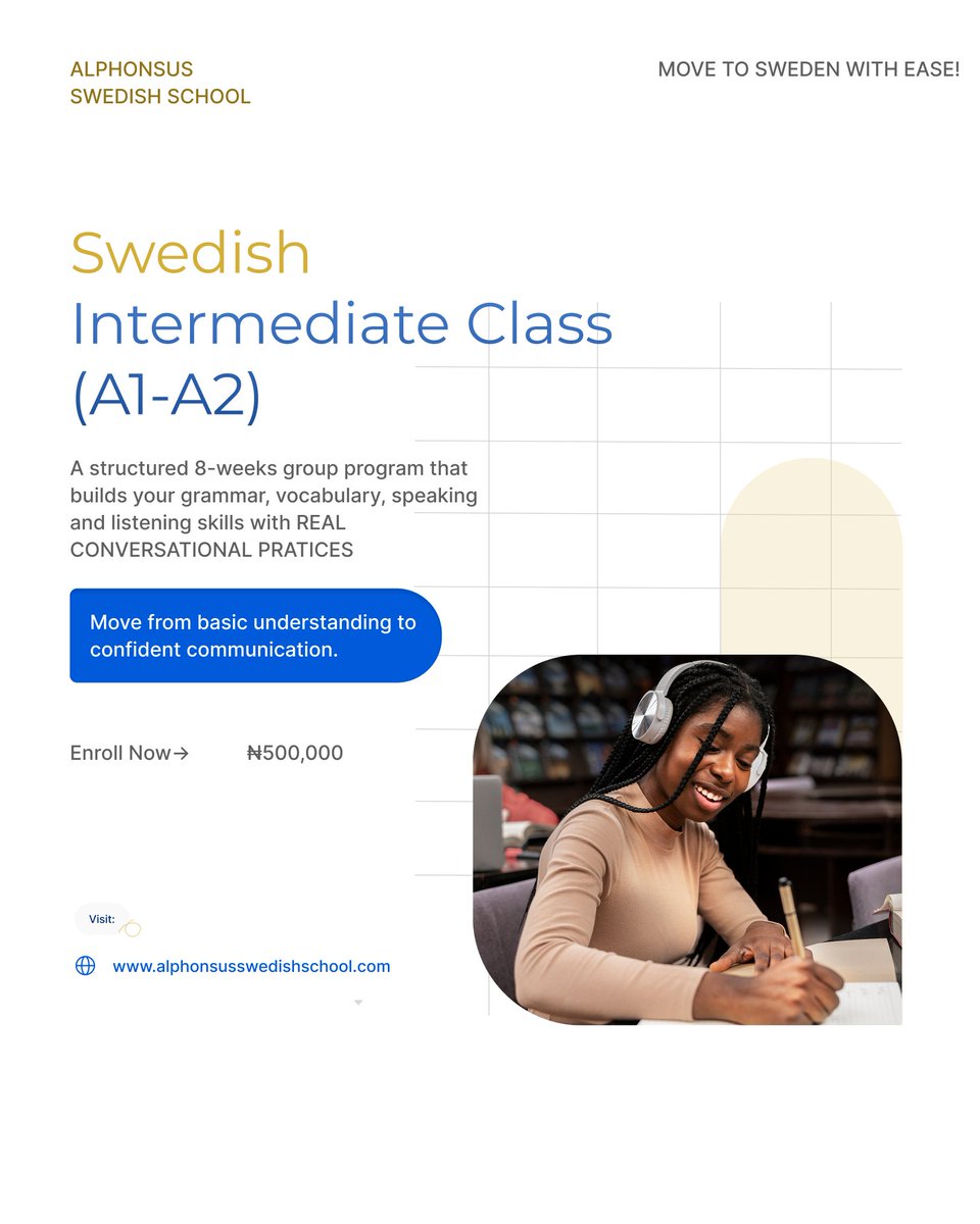 Chika_Alphonsus's tweet image. Are you curious about learning Swedish?

Whether it’s for work, travel, or simply exploring a new culture, mastering Swedish opens doors to opportunities and experiences you never imagined.

Our classes cover pronunciation, vocabulary, culture, and practical conversation