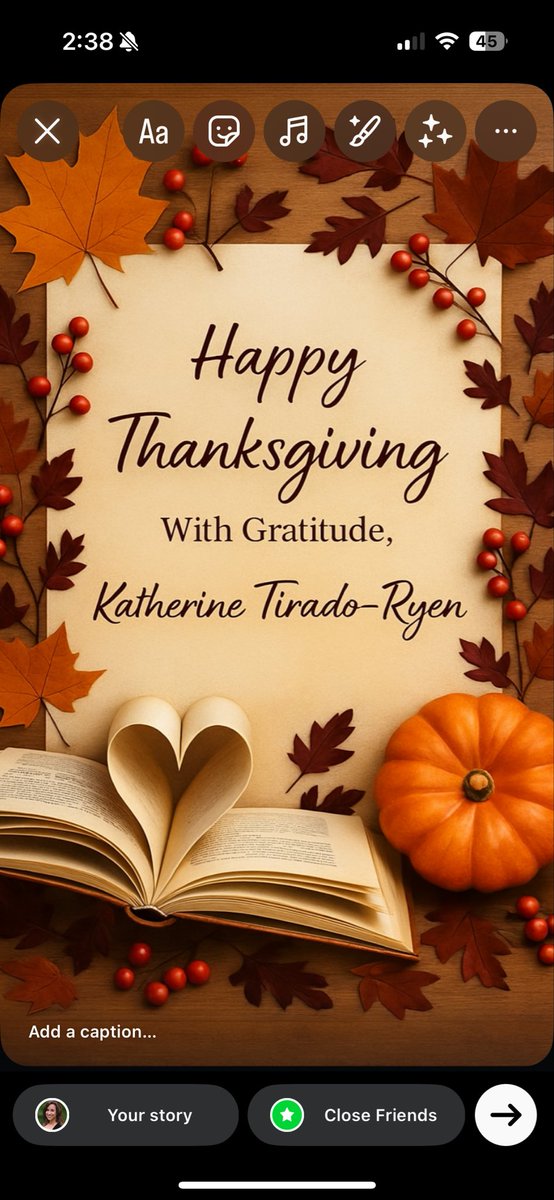 katherinetryen's tweet image. Happy Thanksgiving! 🧡🍂
So grateful for every reader who has supported Forgetting Me this week. Your encouragement has meant more than I can say. 😊
Wishing you a beautiful day with the people you love. ❤️ 
#HappyThanksgiving #AmReading #BookCommunity #AuthorsOfTwitter