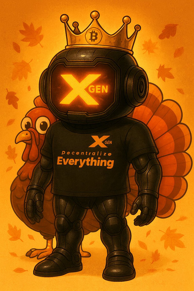 Happy Turkey Day 🦃

I am Grateful for the $XGEN Community 

We WILL manifest greatness through ACTION 🚀🦾 Discipline, Consistency, Neutrality, Humility, Self-Honestly.

Financial Freedom is a spiritual journey. 

I am NOT a financial expert or spiritual guru! 
       - I am