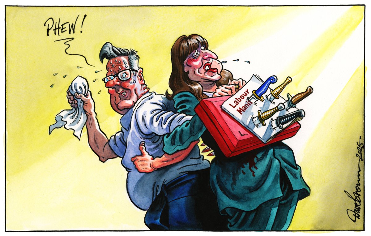 Tomorrow's <a href="/Independent/">The Independent</a> cartoon... #Starmer #RachelReeves #Budget2025 #ManifestoPromises #BackbenchUnrest #LabourLeadership