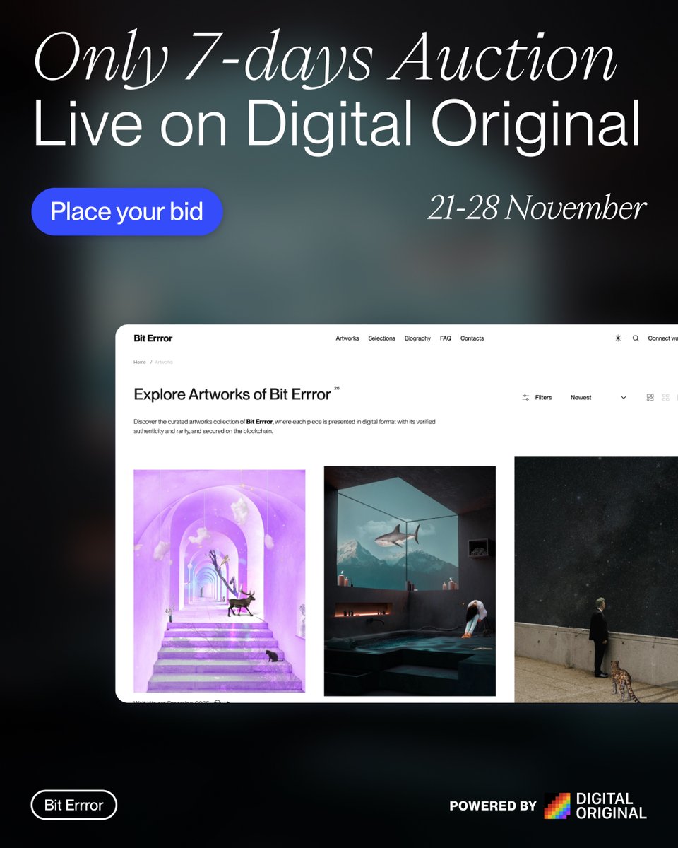 🚨LAST DAY! The auction closes TOMORROW! 🚨

Only 24 hours left to bid on my 3 pieces from the DREAMS series. If you like any of them, this is your last chance to add them to your collection!

See them at 👉 biterrror.com/auctions/

Thanks to <a href="/dgtlrgnl/">Digital Original</a>  for the space.