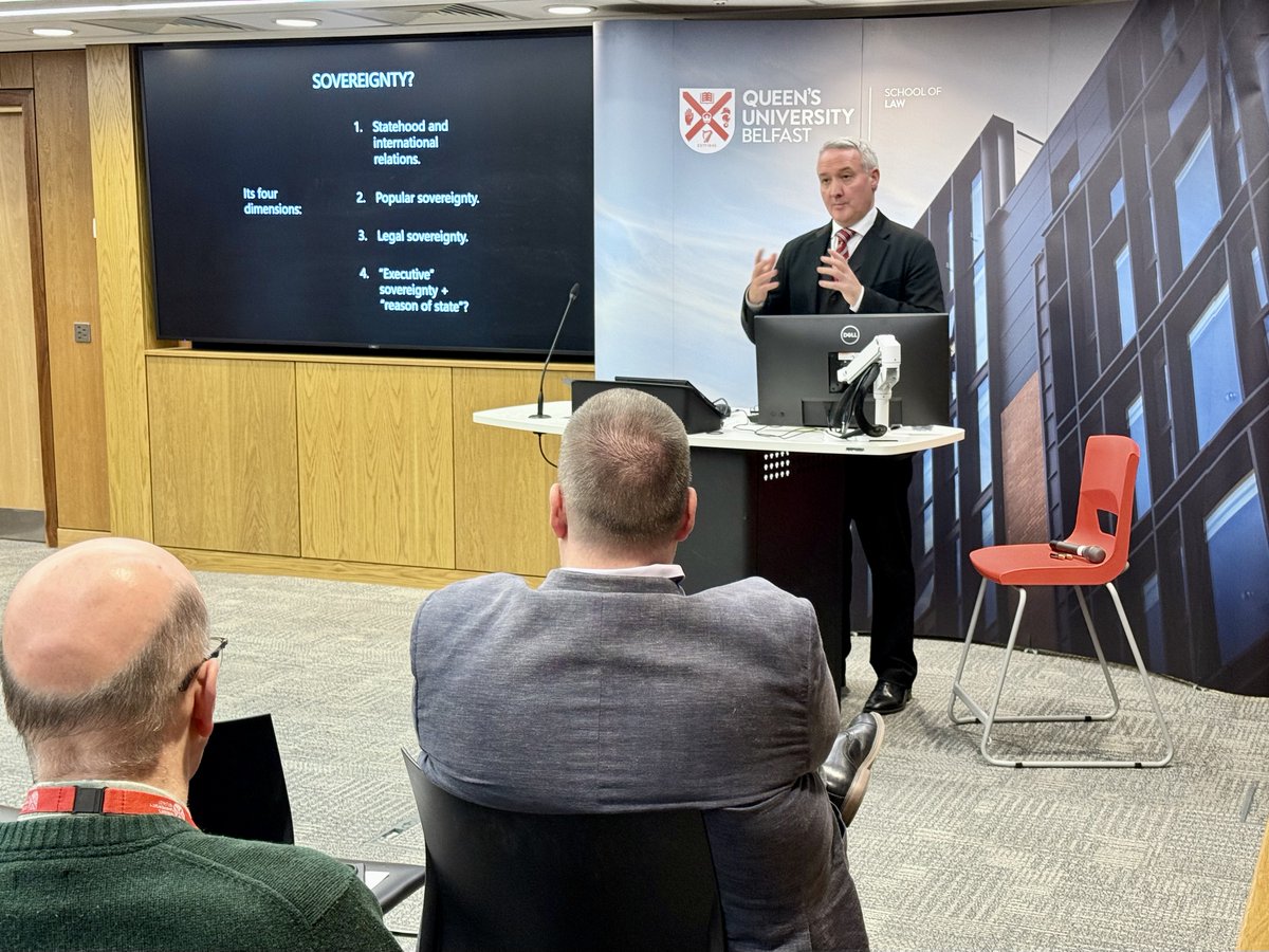 Full house at this evening's Stephen Livingstone Lecture 2025.
The lecture is being delivered by Professor Gordon Anthony and is entitled "The Sovereign Ironies of the Belfast Agreement"