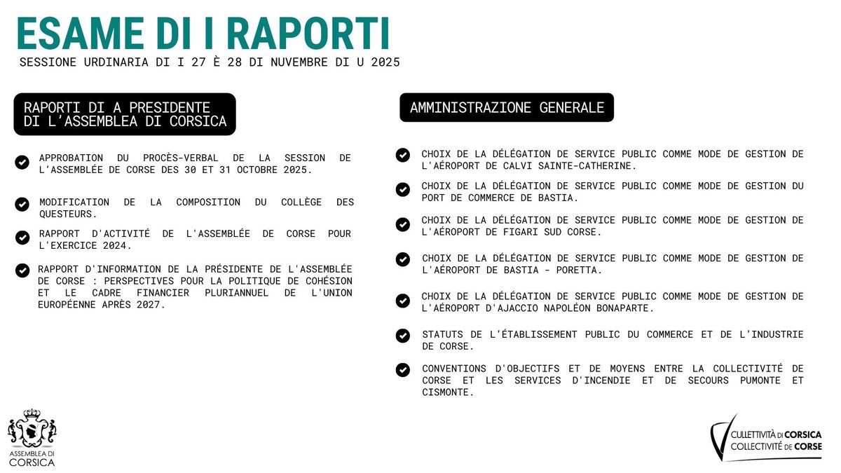 Les travaux reprendront demain à partir de 9h30. Pour consulter les documents examinés ce jour ➡️ isula.corsica/assemblea/Cons…