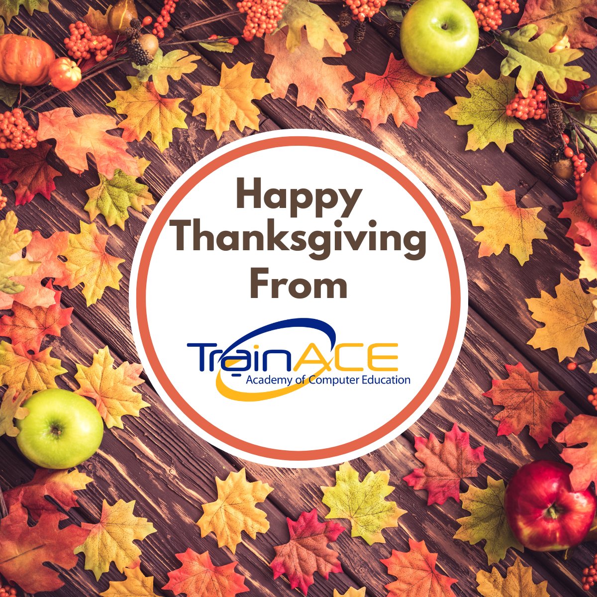 trainACE's tweet image. Happy Thanksgiving to our amazing students, partners, and community.
Take today to unplug, connect, and enjoy the people who matter most!