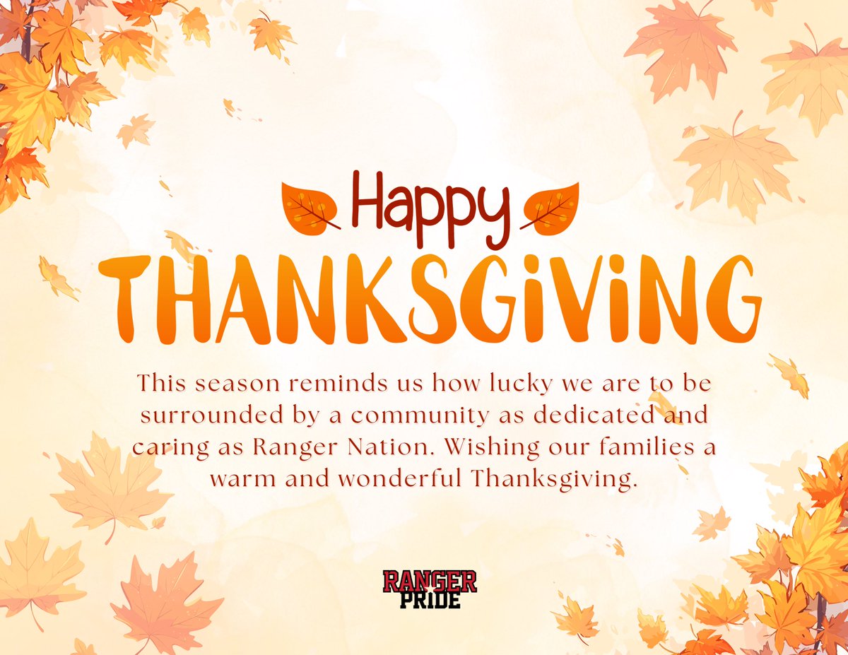 Happy Thanksgiving, Ranger Nation! ❤️🖤
This season reminds us just how blessed we are to serve a community filled with heart, dedication, and pride.
Wishing our families warmth, joy, and togetherness today and always.
🦃✨