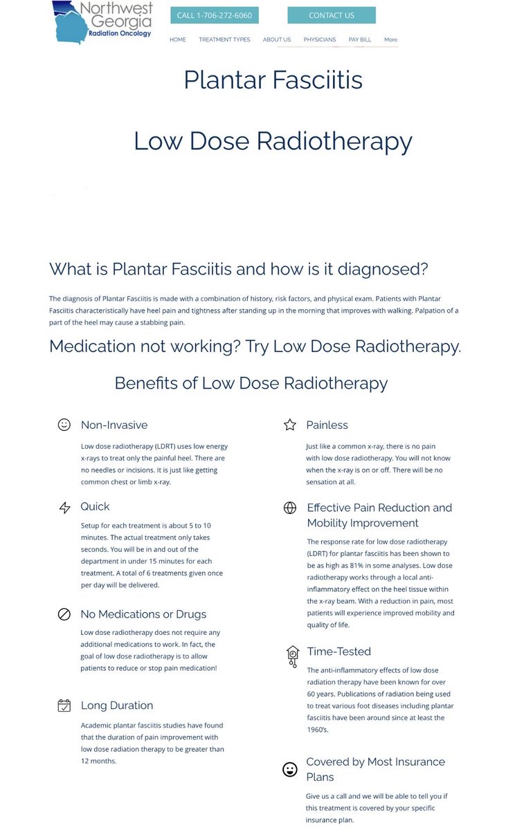 jryckman3's tweet image. Ultra low dose radiotherapy can be a worthwhile option for refractory plantar fasciitis. Just like Tylenol, dose matters, and the results are often durable. #radonc @KoneruMd 

nwgro.org/plantar-fascii…