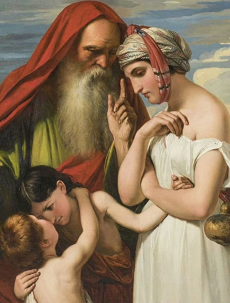 TaQuIn_MaUvE's tweet image. Il s’agit d’un tableau de Giuseppe Bezzuoli, &quot;Le renvoi d’Agar&quot; peint en 1844 et conservé aux Uffizi à Florence. 
L’œuvre représente l’épisode biblique où Abraham, à la demande de Sarah, chasse Agar et son fils Ismaël.