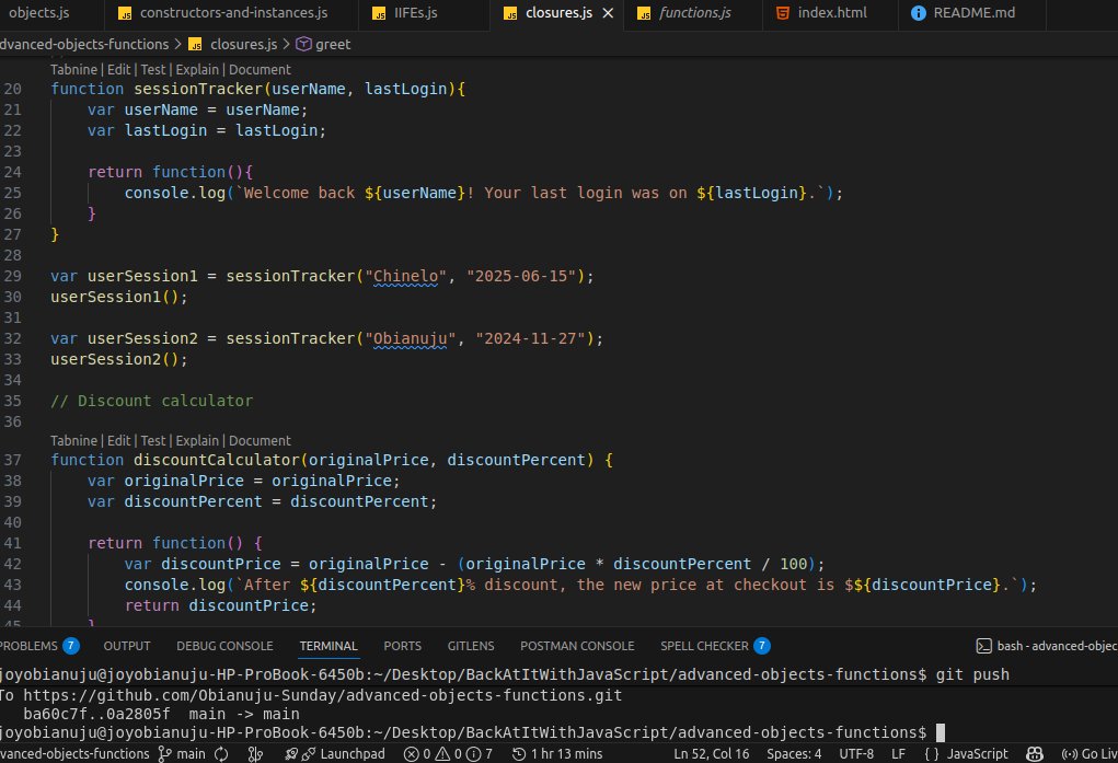 Obianuju_sunday's tweet image. Day 20 — #BackAtItWithJavaScript

Closures had me confused at first…

Calling the parent function, hands you the entire child/inner function as a value and not the final result.
You only get the result when you call that returned function again.