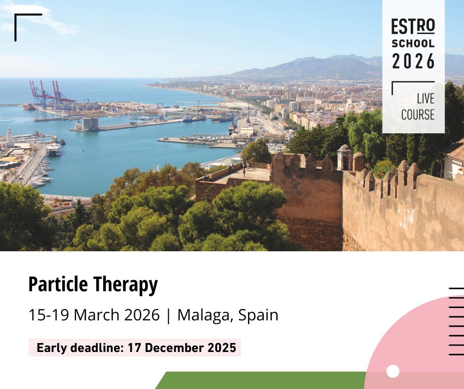 ESTRO_RT's tweet image. 📢Join the ESTRO Particle Therapy course and dive into proton &amp;amp; carbon ion therapy with global experts.
⏳ Early deadline: 17 Dec 2025
Led by Tony Lomax &amp;amp; Beate Timmermann, this course covers treatment planning, RBE, beam delivery, QA &amp;amp; more🔗 bit.ly/483Qbue
#Radonc