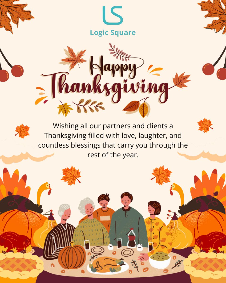 LogicSquaretech's tweet image. Wishing our wonderful clients and partners a very Happy Thanksgiving!🍁
Here’s to more growth, success, and amazing work together! 🧡

#HappyThanksgiving #Thanksgiving2025 #LogicSquareTechnologies #Grateful #ClientAppreciation #PartnerAppreciation #ThankfulForYou #TechCommunity