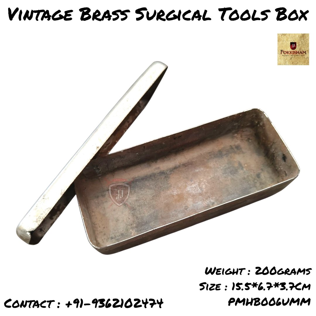 pokkishamshop's tweet image. Vintage Brass Surgical Tools Box 
Product Code : PMHB006UMM 
Weight : 200grams(not exact)  
Size : 15.5*6.7*3.7Cm 
Price in Pm
Shipping Extra 
Contact : +91-9362102474

​#VintageSurgicalBox
#Sterilizationbox
#AntiqueMedicalBox
#DoctorKit
#Pokkisha
#PokkishamAntique
#Salem