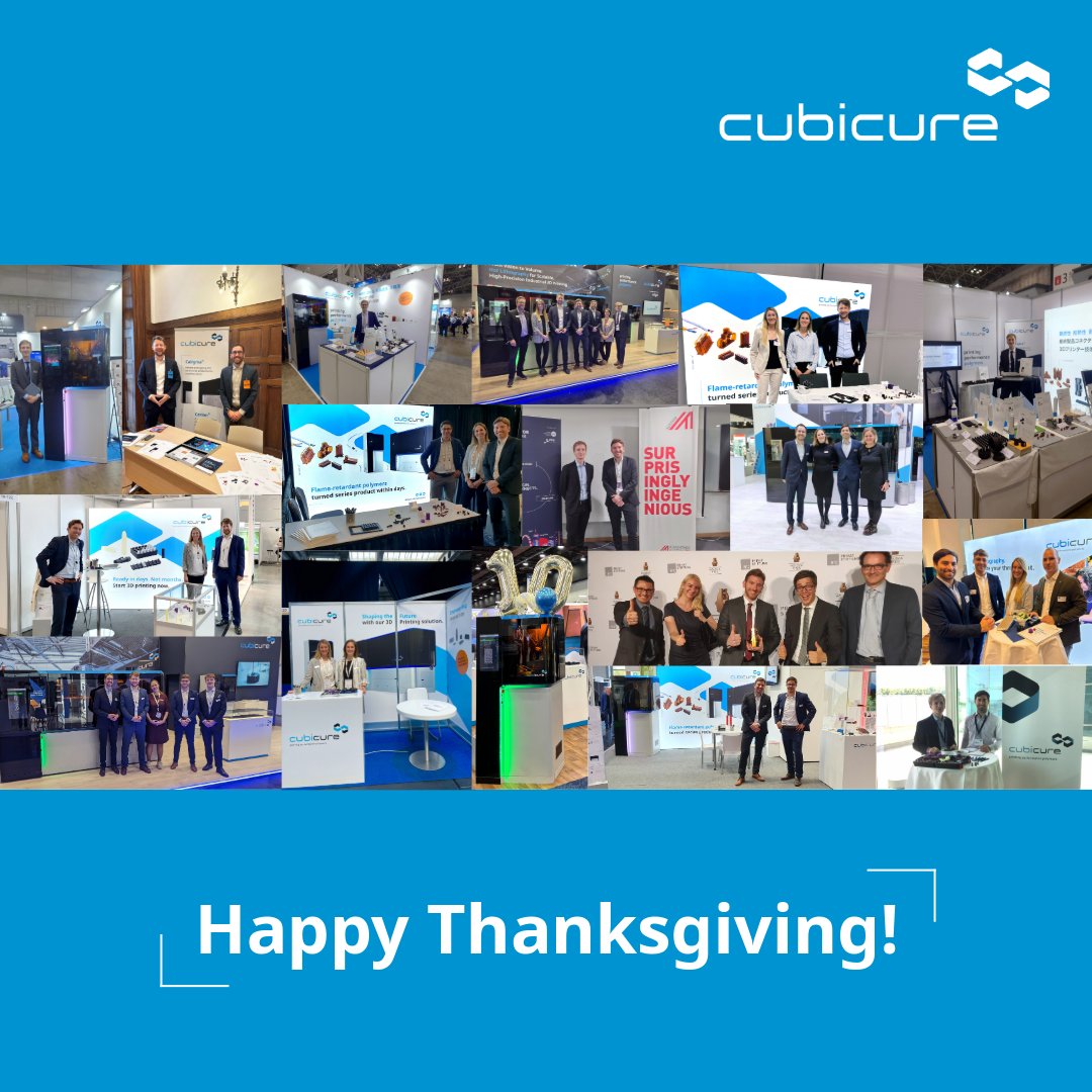 This Thanksgiving, we’re taking time to be grateful not only for the past year but for an incredible decade of Cubicure. Thank you to everyone who has been part of this journey and made it all possible. Wishing you all a Happy Thanksgiving!

#Thanksgiving #3DPrinting #Innovation
