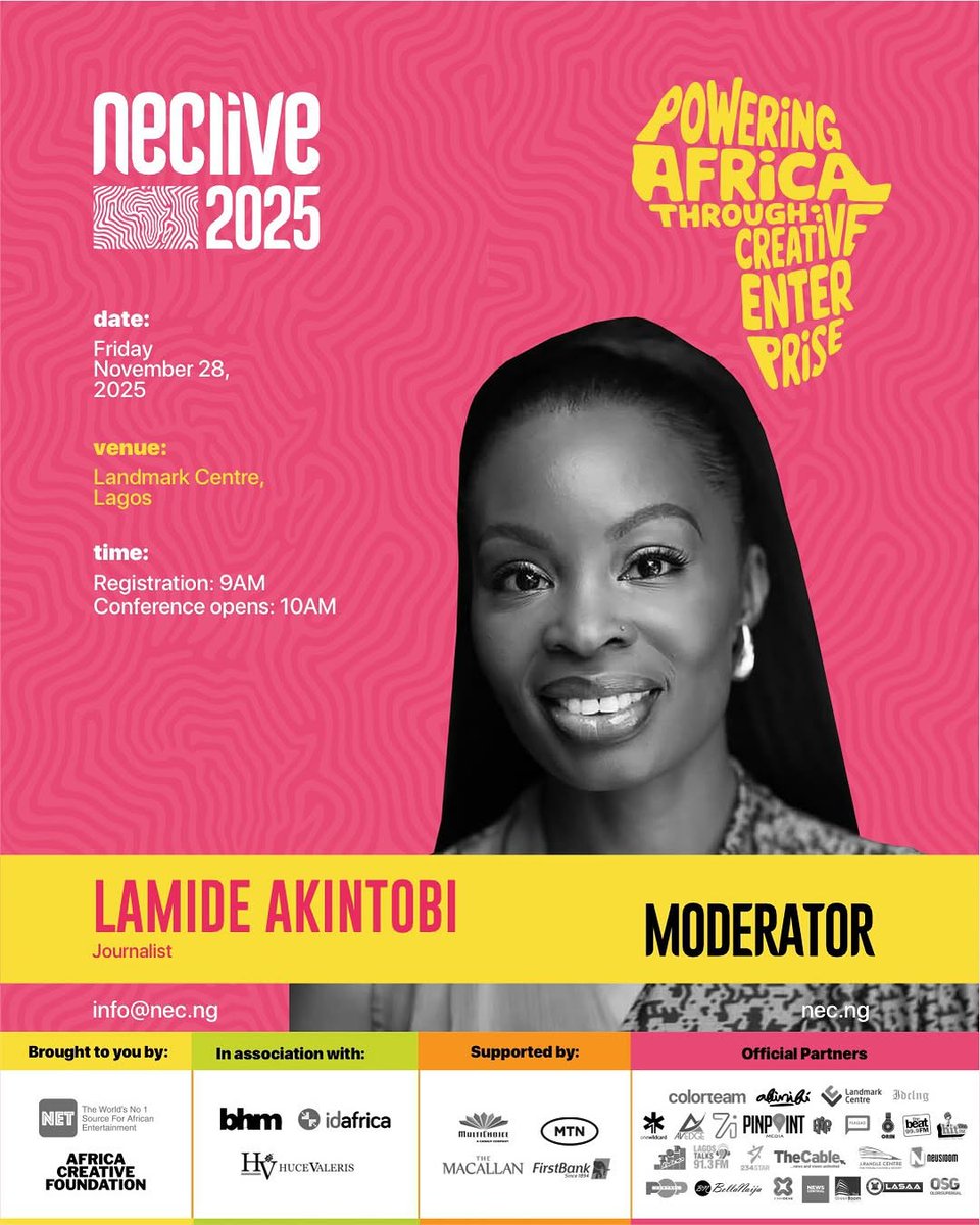 theNETng's tweet image. Meet our moderator— Lamide Akintobi!

A journalist and award-winning former news anchor and TV show host at leading African networks broadcasting globally, Lamide Akintobi has over 15 years’ experience in front of and behind the camera. In addition to running her boutique media…