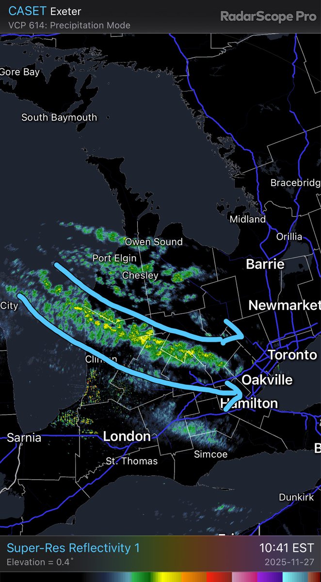 The lake effect band off Huron has really organized itself over the past couple hours. Here we go…