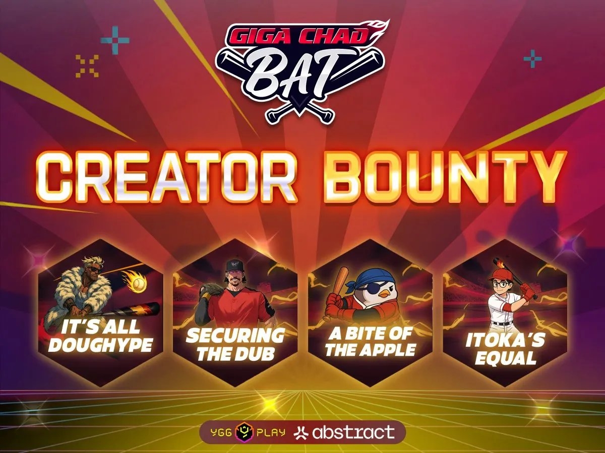 let's incentivize content creators

$1,200 USDC to win 🏆

➡️ create content about <a href="/GIGACHADBAT/">GIGACHADBAT</a> quests on the YGG Play Launchpad
➡️ you can write a post/thread or make a video

deadline: saturday 29/11 11:00 PM SGT

Rules &amp; Details:
- every month, 6 themed UGC bounties go live,