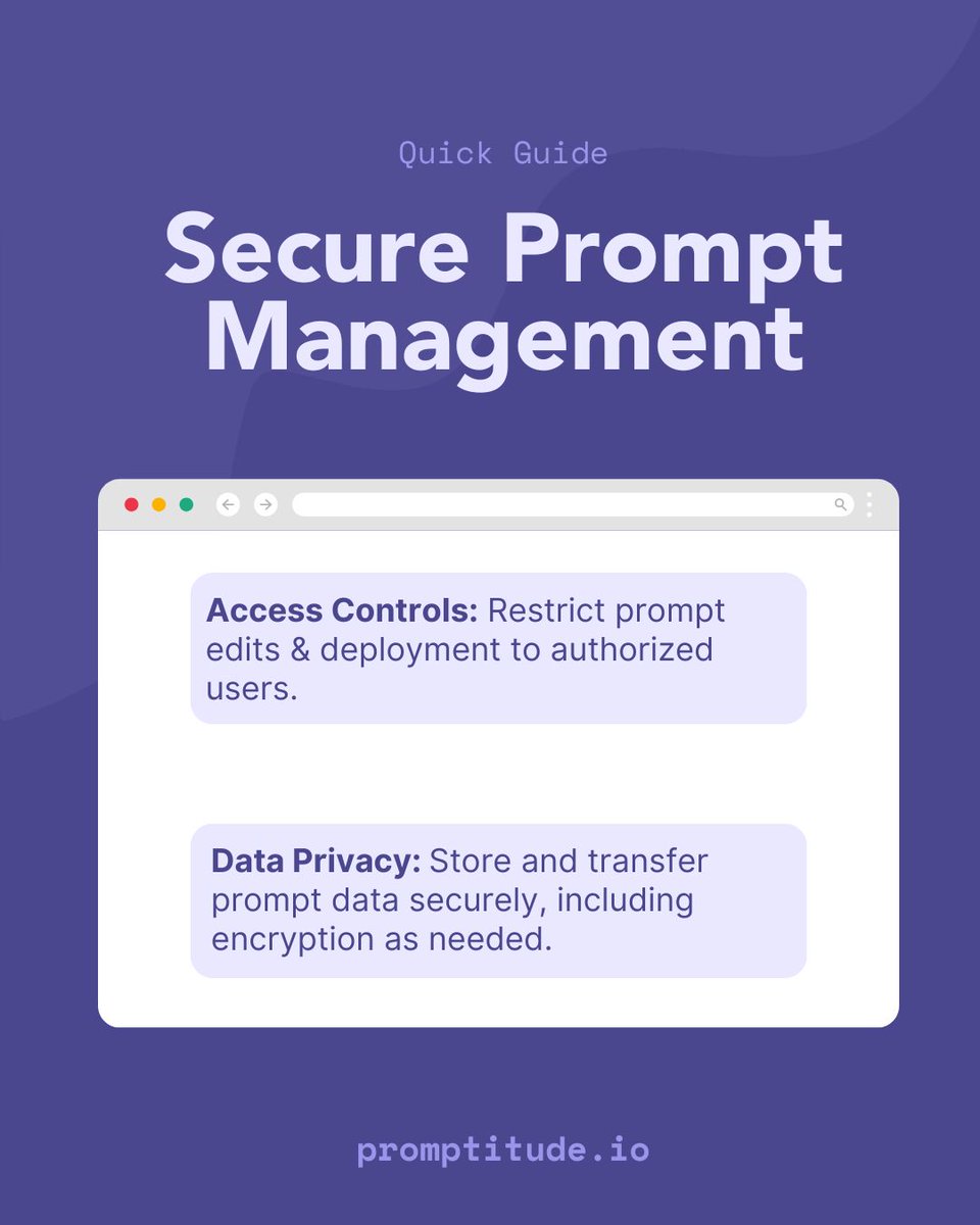 Promptitude_io's tweet image. Mastering AI prompts isn’t magic—it’s method. It’s not just what you ask. It’s how you ask.
✅ Be specific
✅ Give context
✅ Set clear outputs
✅ Iterate &amp;amp; refine
Smart prompt management = consistency, scalability &amp;amp; security.
#AI #PromptEngineering
&amp;gt;&amp;gt; promptitude.io/post/quick-gui…