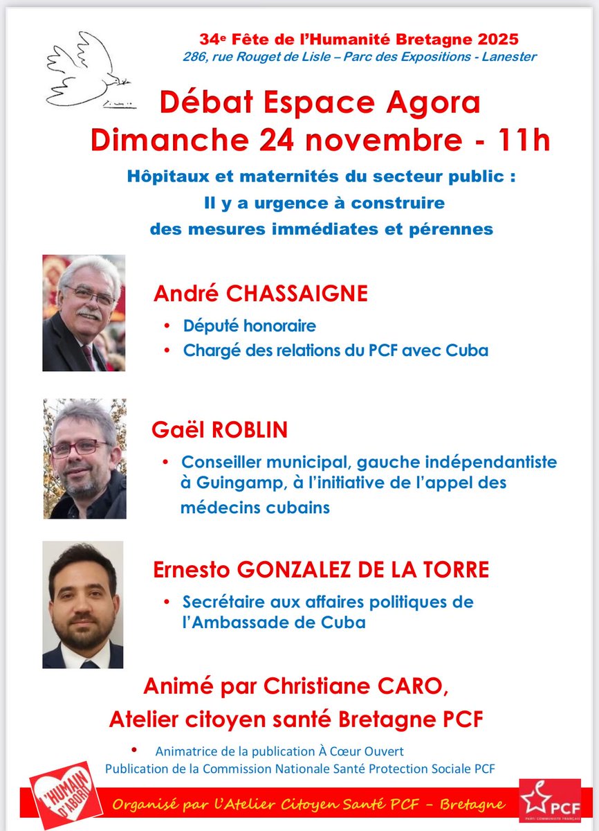Dimanche à la fête de l'<a href="/humanite_fr/">L'Humanité</a> #Bretagne on parlera ( entre autres) de partenariat sanitaire avec #Cuba !  <a href="/EmbaCubaFrancia/">Ambassade de Cuba en France</a>