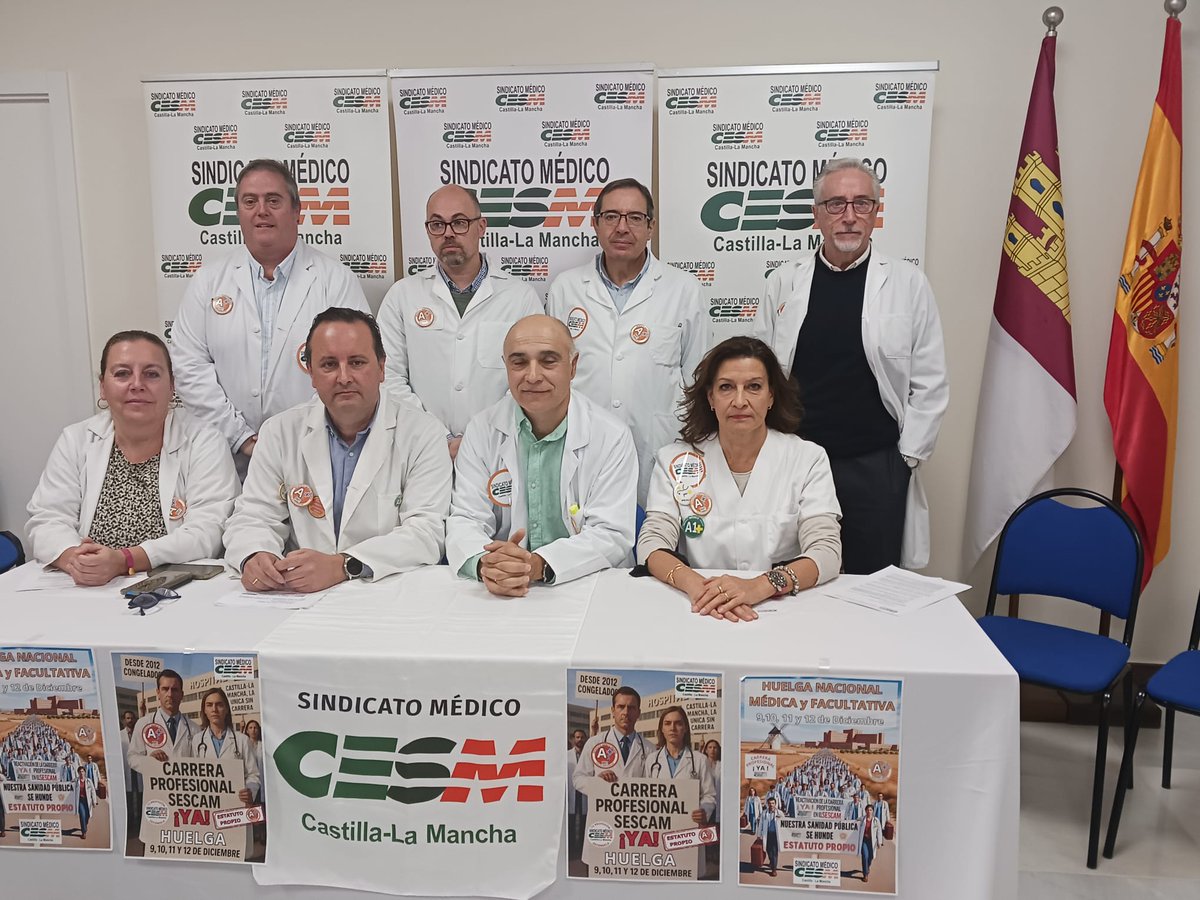 cesmclm's tweet image. 📢 @CESMCLM convoca Huelga Autonómica en el #SESCAM #CLM para los días 9, 10, 11 y 12 de diciembre.
📅 ¡Por las condiciones laborales y la calidad asistencial en #CLM
#EstatutoPropio   
🆘 Reactivación #CarreraProfesionalSescamYa
Rueda de Prensa 
👇👇👇
sindicatomedicoclm.es/el-sindicato-m…