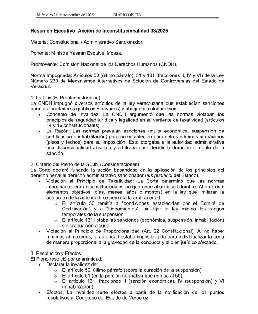 JoseMarioMX's tweet image. 1️⃣ Lo que pasó en Veracruz es grave: el Congreso creó una ley de MASC que permitía suspender, inhabilitar o multar a facilitadores y abogados… sin decir cuánto tiempo, sin fijar límites, sin rangos, sin nada. Dejaron ese poder en manos de un comité. Es decir: tú podías perder tu…