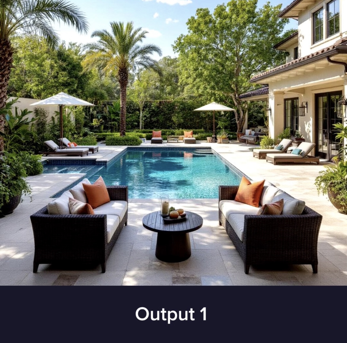 homedesignsai's tweet image. Transform your backyard pool area with a seating oasis in seconds ✨
Using the Magic Redesign tool, a simple prompt can add lounge chairs, outdoor sofas, shade—whatever you want.
Type it → redesign it → enjoy it.

#HomeDesignsAI #OutdoorLiving #PoolsideVibes