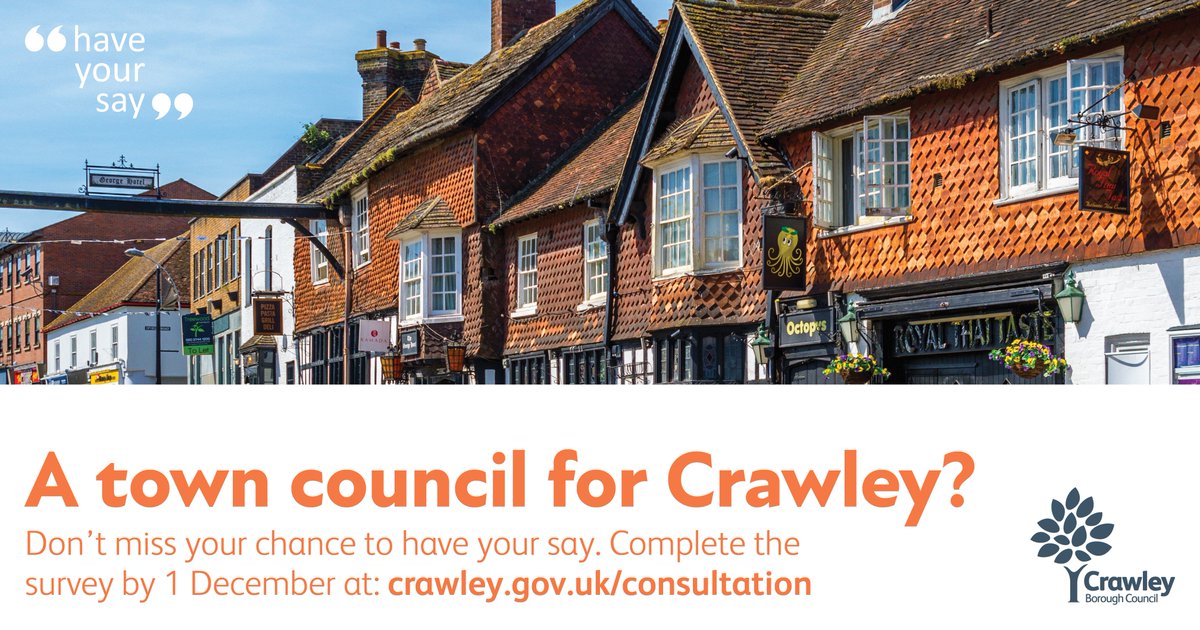 crawleybc's tweet image. A town council would retain a dedicated voice for Crawley once Crawley Borough Council ceases to exist and is replaced by a new unitary council in 2028 that will operate across a much wider area of West Sussex.
Have your say at orlo.uk/0B8wp