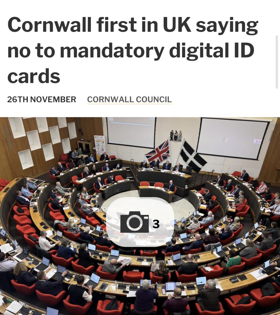 🇬🇧Cornwall Council is the first to write to the Government refusing to implement Digital ID for its services.