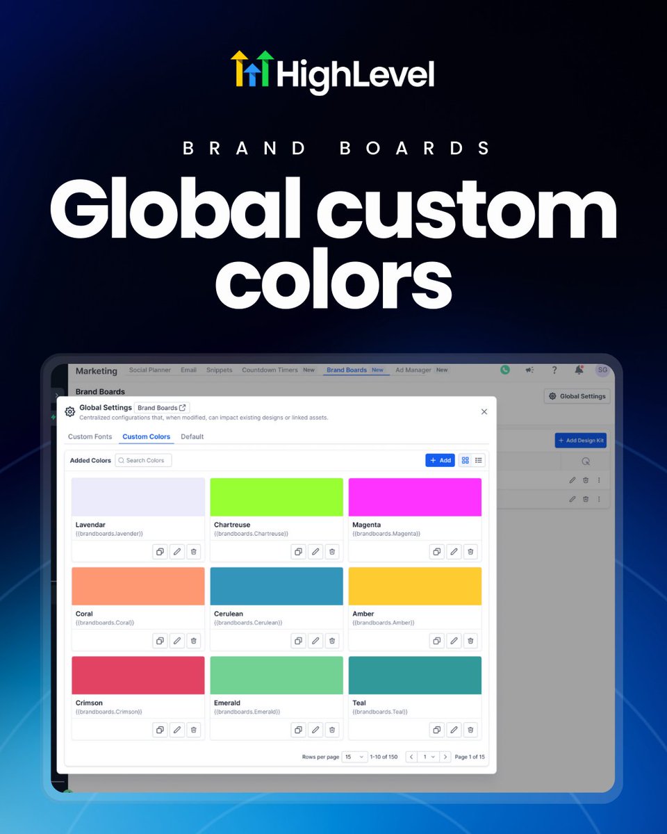 gohighlevel's tweet image. Brand Boards just got even better.
Upload custom fonts, lock in global colors and keep every asset instantly on-brand across your whole account. 🎨✨

See all LevelUp Day releases → gohighlevel.com/post/levelup-2…

#HighLevel #LevelUp #BrandManagement