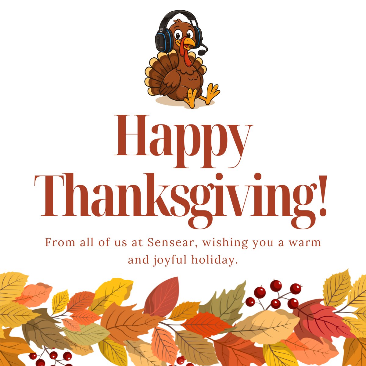 Grateful for the Teams Who Keep the World Moving 🦃

From the entire Sensear team, Happy Thanksgiving!
Stay safe, stay connected, and enjoy the holiday.

#Thanksgiving2025 #Gratitude #SafetyCommunity #Sensear #HearingProtection