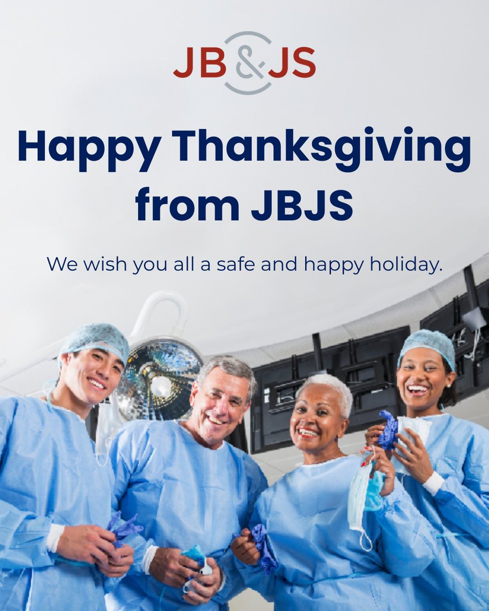 jbjs's tweet image. JBJS wishes you a Happy Thanksgiving!

We’re thankful for our dedicated orthopaedic community and the passion you bring to improving patient outcomes.

Enjoy the holiday!