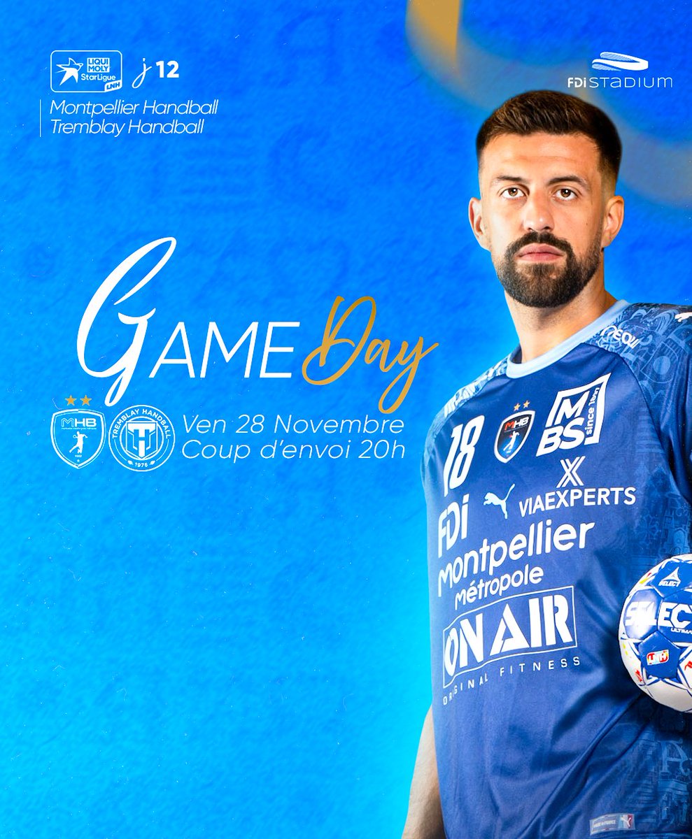 #GameDay 🤾🏻‍♂️🔥
🏆 J12 | LiquiMoly StarLigue
🆚 <a href="/TremblayHB/">Tremblay Handball</a> 
⏰ 20h
📍FDI Stadium
🤝 𝘔𝘢𝘵𝘤𝘩 𝘱𝘢𝘳𝘳𝘢𝘪𝘯𝘦́ 𝘱𝘢𝘳 𝘭𝘦 𝘎𝘳𝘰𝘶𝘱𝘦 𝘈𝘦́𝘴𝘪𝘰

Les dernières places ici 
👉billetterie.montpellierhandball.com