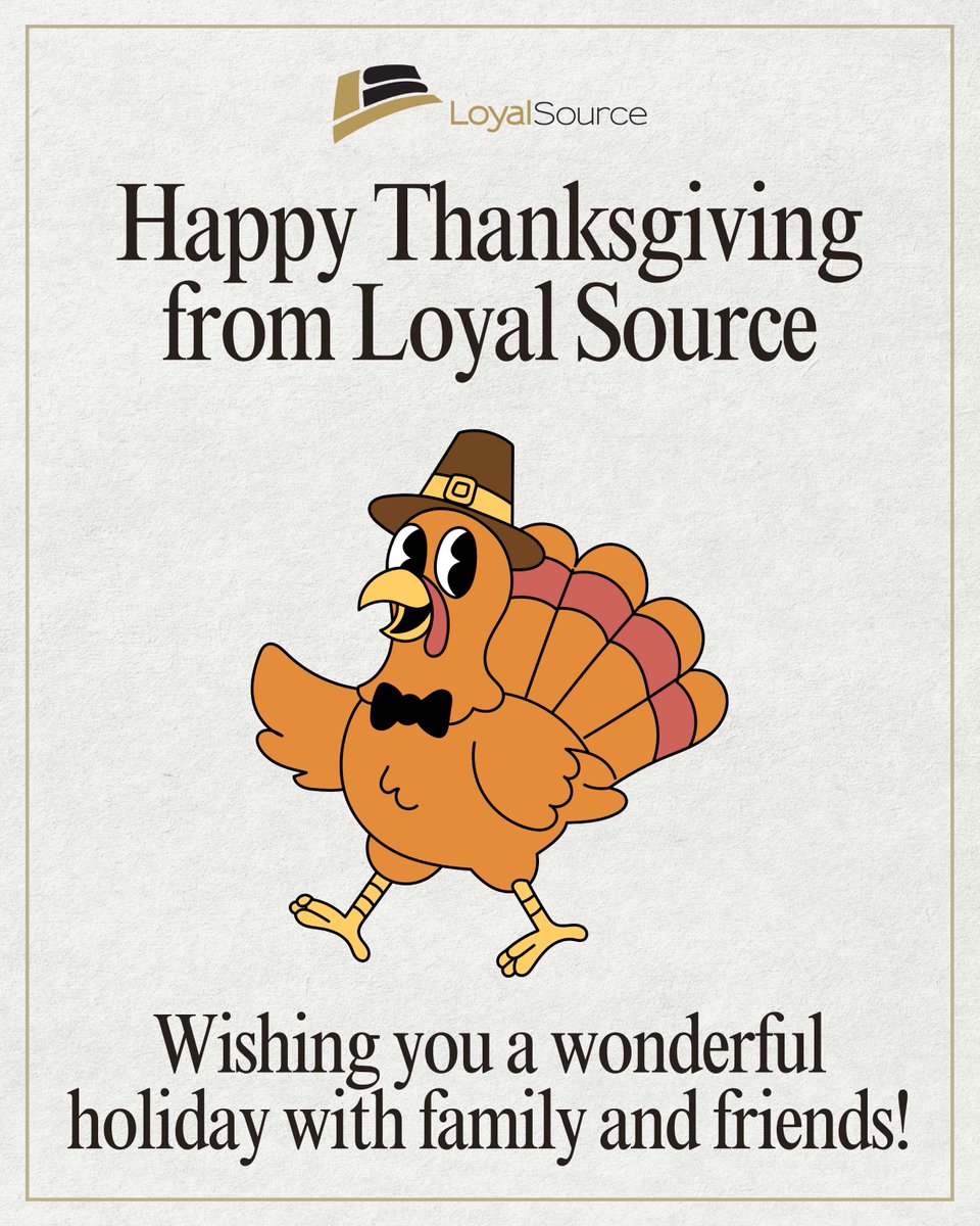 LoyalSourceGS's tweet image. Wishing you a day filled with gratitude, joy, and delicious moments! 🦃🍂 From all of us at Loyal Source, Happy Thanksgiving! 

#Thanksgiving #Gratitude #LoyalSourceFamily #WeAreLoyalSource