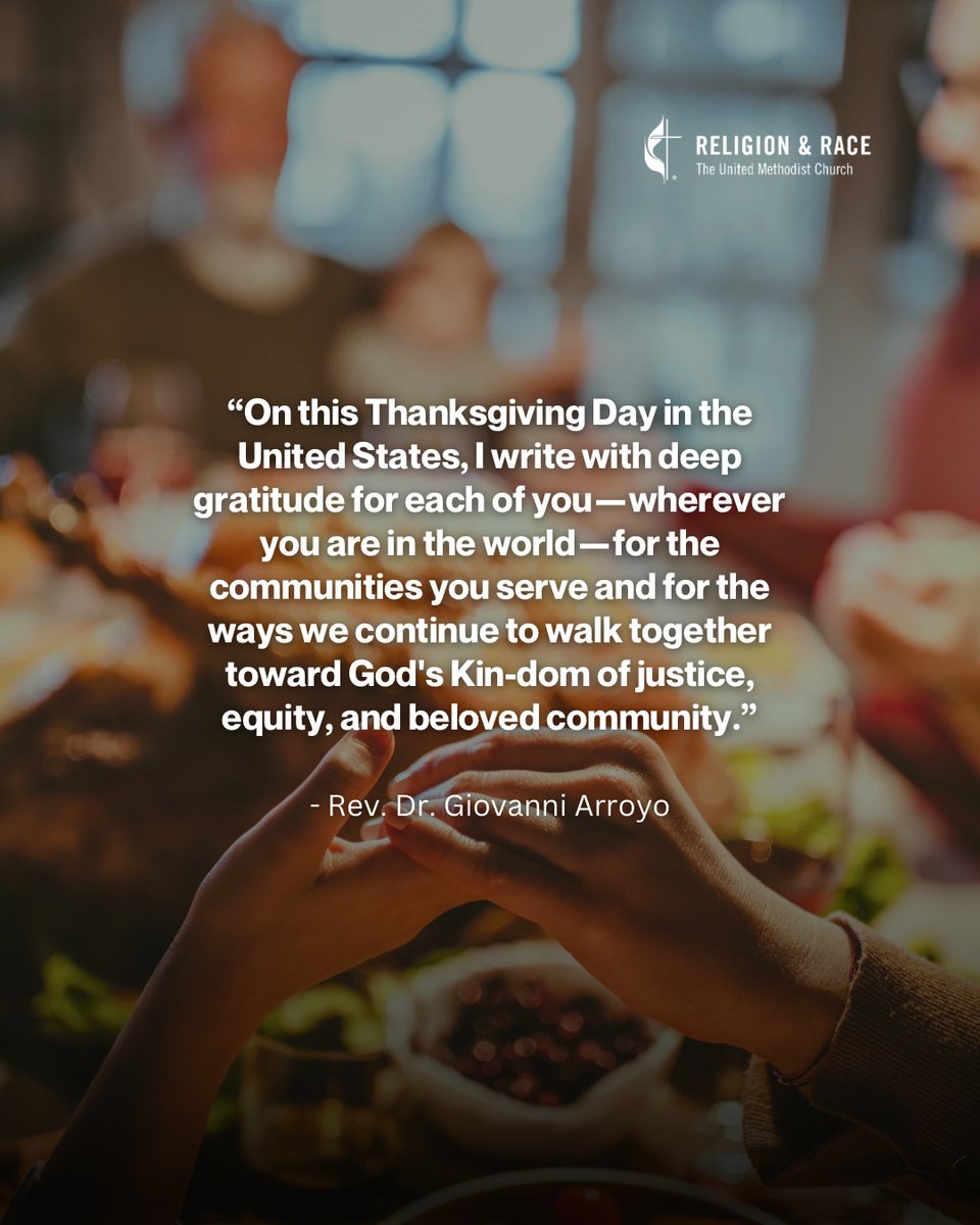 gcorrumc's tweet image. Rev. Dr. Giovanni Arroyo gives thanks for ministries of justice and inclusion while naming the painful history of Thanksgiving for Indigenous communities.

#Thanksgiving #BelovedCommunity #GCORR #UMC