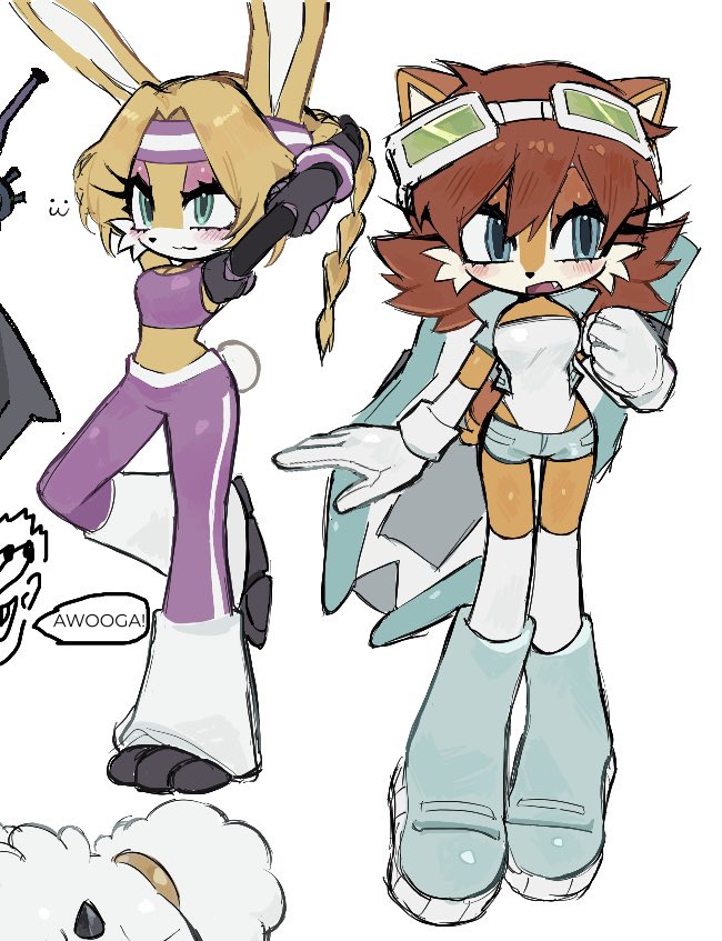 Candleyy's tweet image. Sally and Bunnie riders outfits