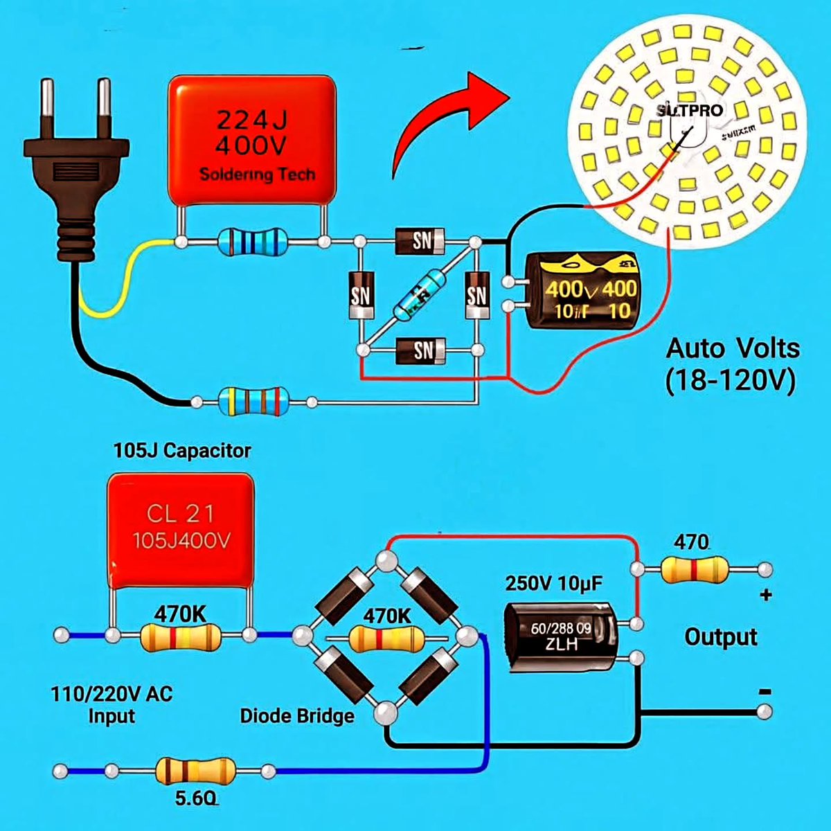 BeyMohamedAmine's tweet image. circuit pilote (driver) de LED tout-en-un, conçu pour convertir une tension alternative (AC) de 110/220V en une tension continue (DC) adaptée aux LED !!