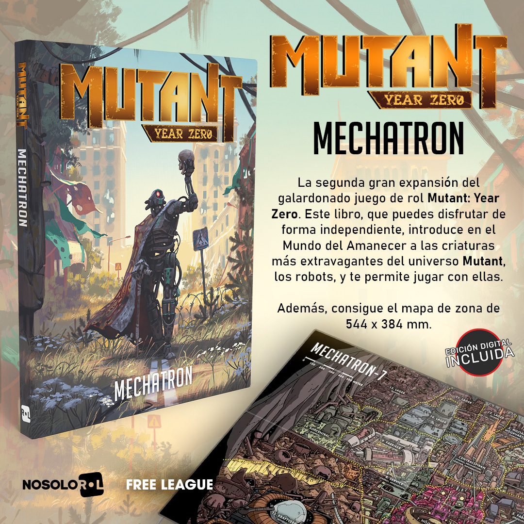 Nosolorol's tweet image. #Mutant: Mechatron es la segunda expansión del #juegoderol #MutantYearZero. Introduce en el apocaliptico Mundo del Amanecer a las criaturas más extravagantes del universo Mutant, los robots.

🎲 nosolorol.com/es/mutant-year…

#MYZ #BackToEden #JuegosDeRol #MuchoRol #TeFaltaRol