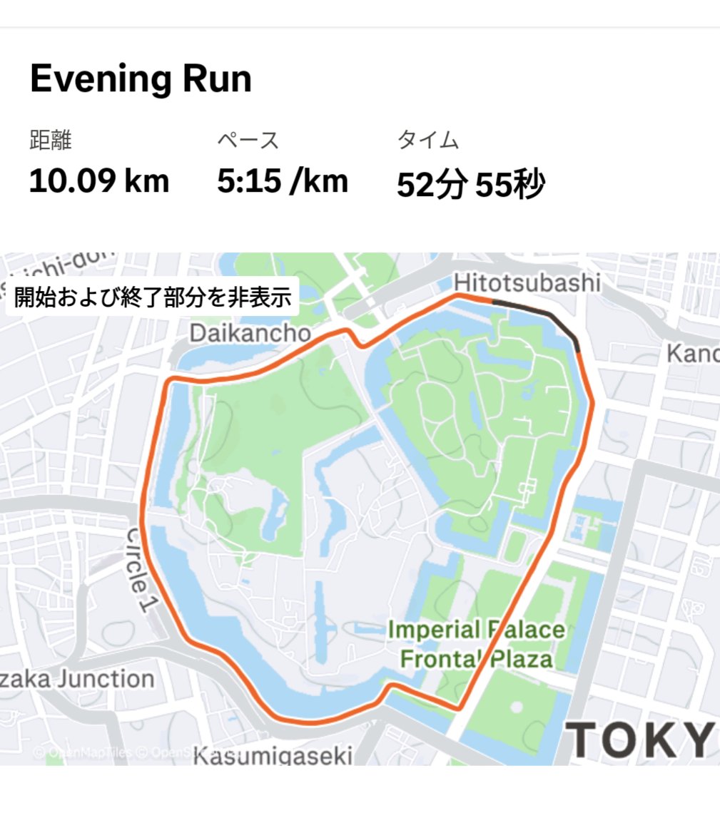 2週前のハーフマラソン以来のラン＠皇居
足元に飛び出してきたネズミを踏んでしまった💧💧💧