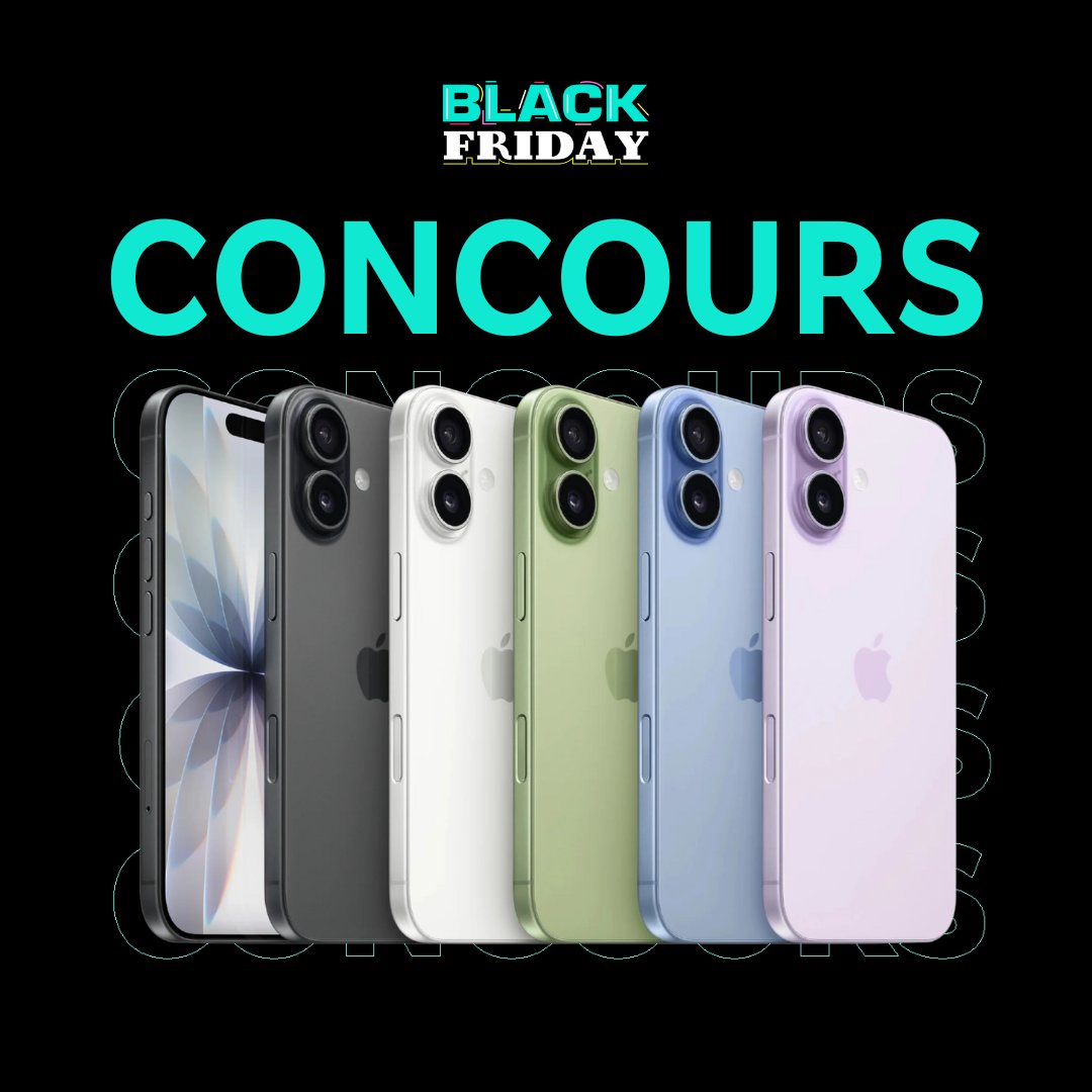 RakutenFrance's tweet image. #CONCOURS Black Friday 🖤

Tente de gagner un iPhone 17 dans la couleur de ton choix ! 🔥📱

Pour participer :
- Follow @RakutenFrance 
- RT + tweet avec #RakutenBlackFriday et dis-nous la couleur que tu veux 🤩

TAS le 8/12 🍀

Et retrouve tous les bons plans #iPhone17 ici 👉…
