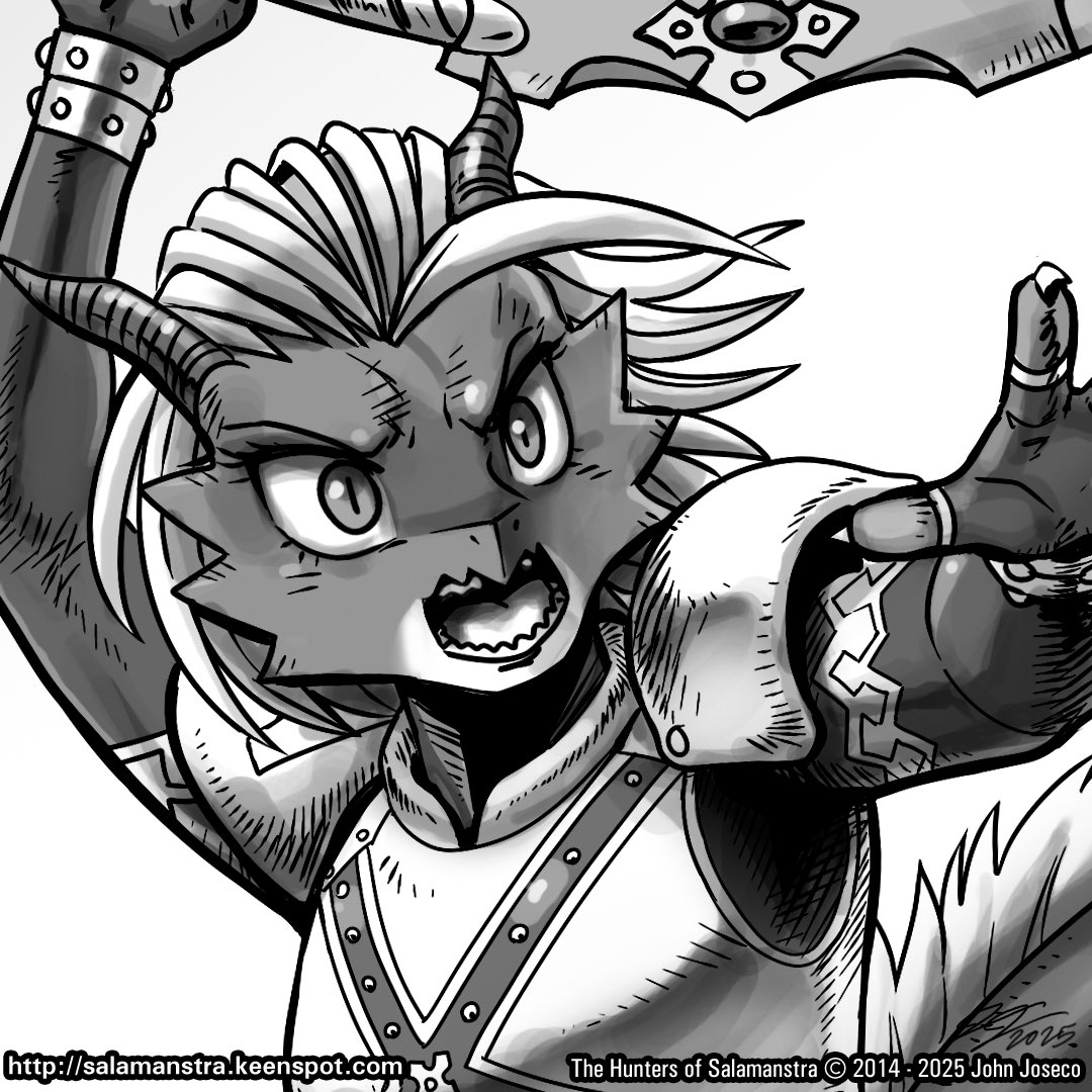 The Hunters of Salamanstra: Chapter 35 Page 25 - salamanstra.keenspot.com/d/20250519.html "Rin the Party Crasher" You can support us by joining our Patreon and spreading the word! Links are on our website! Happy Thanks Giving. thank you, and Happy Hunting! #WebComic #WebComics #Salamanstra