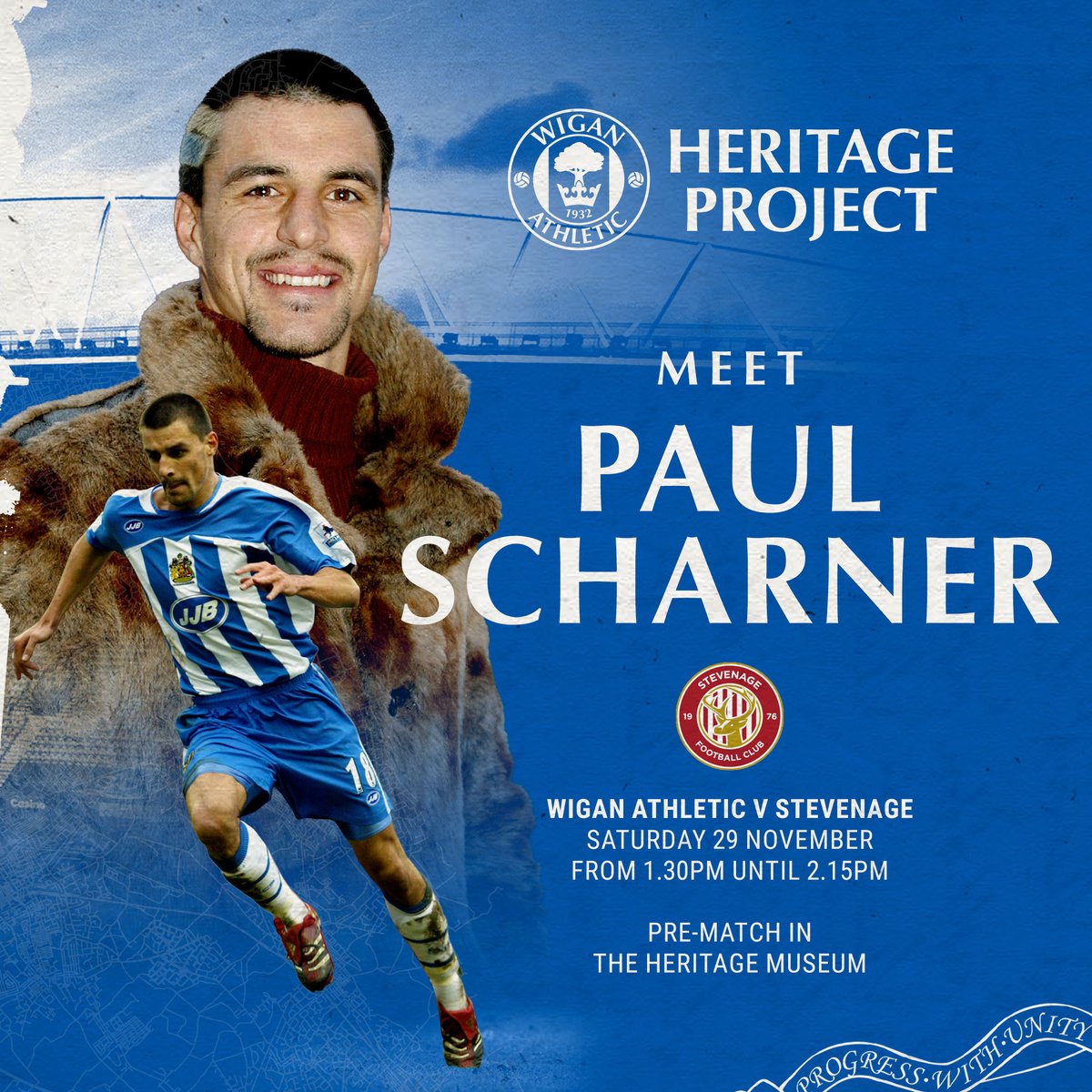 LaticsOfficial's tweet image. Guess who is coming from Austria! 🇦🇹

🤝 Adopted Wiganer Paul Scharner is back in town tomorrow - pop over to the Heritage Museum to meet him! 💙

#wafc 🔵⚪️