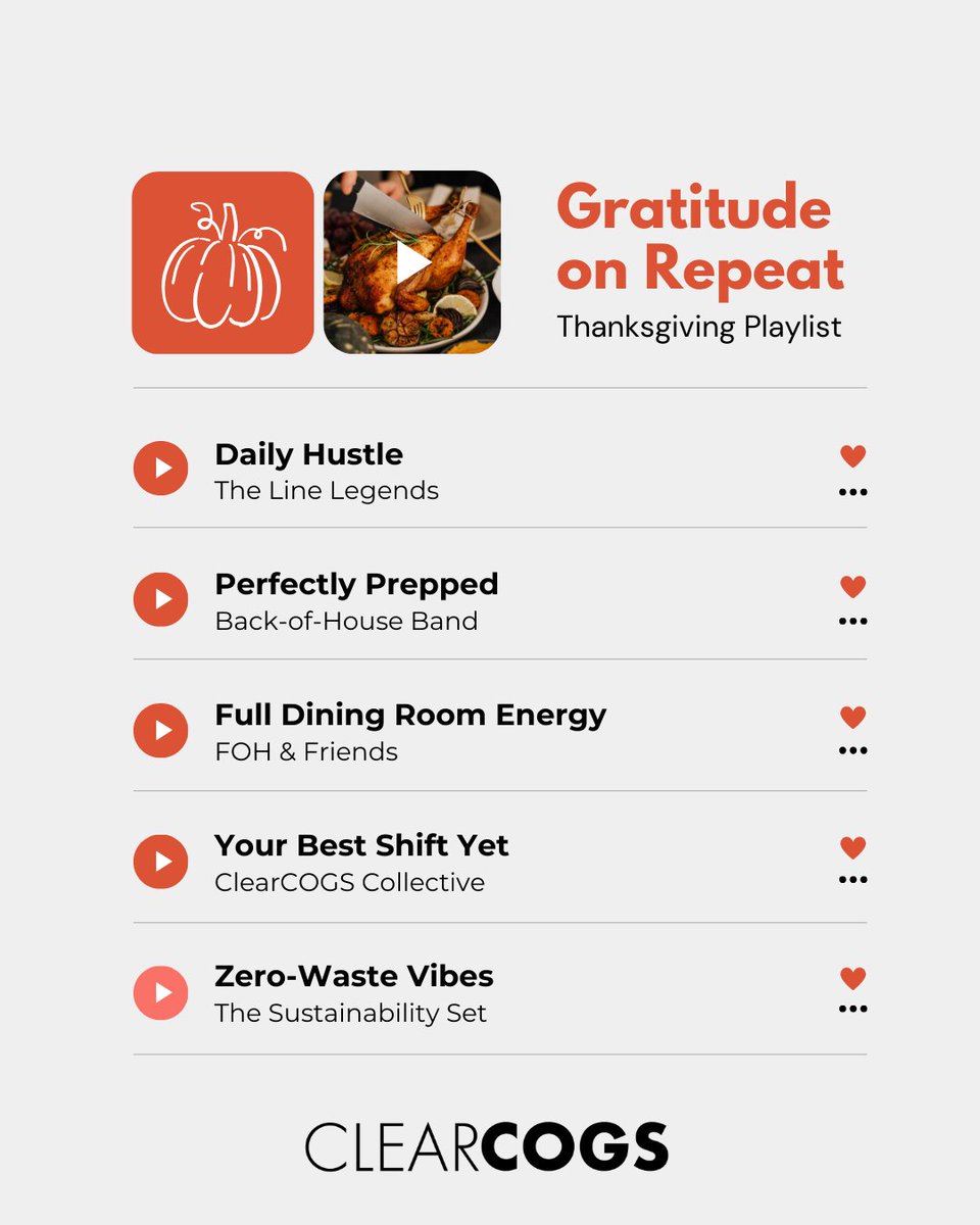 This year’s Thanksgiving playlist is simple: gratitude on repeat. 🦃 🍽️ 🧡

To the operators who keep our communities fed and moving forward, we appreciate you. Your passion, resilience, and heart inspire us every day. Happy Thanksgiving from the ClearCOGS team!