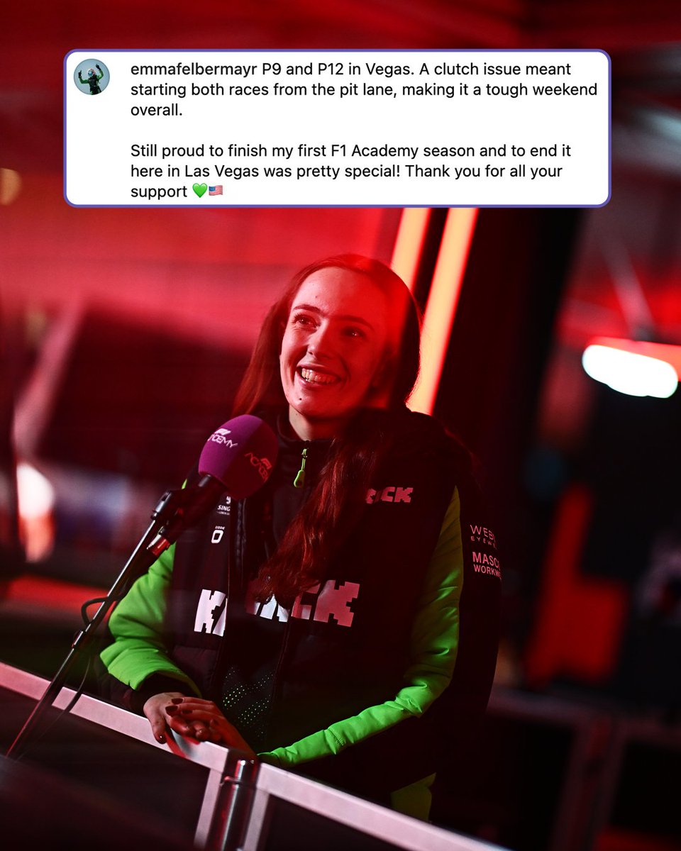 f1academy's tweet image. Time to reflect on an epic final round and unforgettable season. Swipe to see what our drivers had to say. 👉

#F1Academy #LasVegasGP