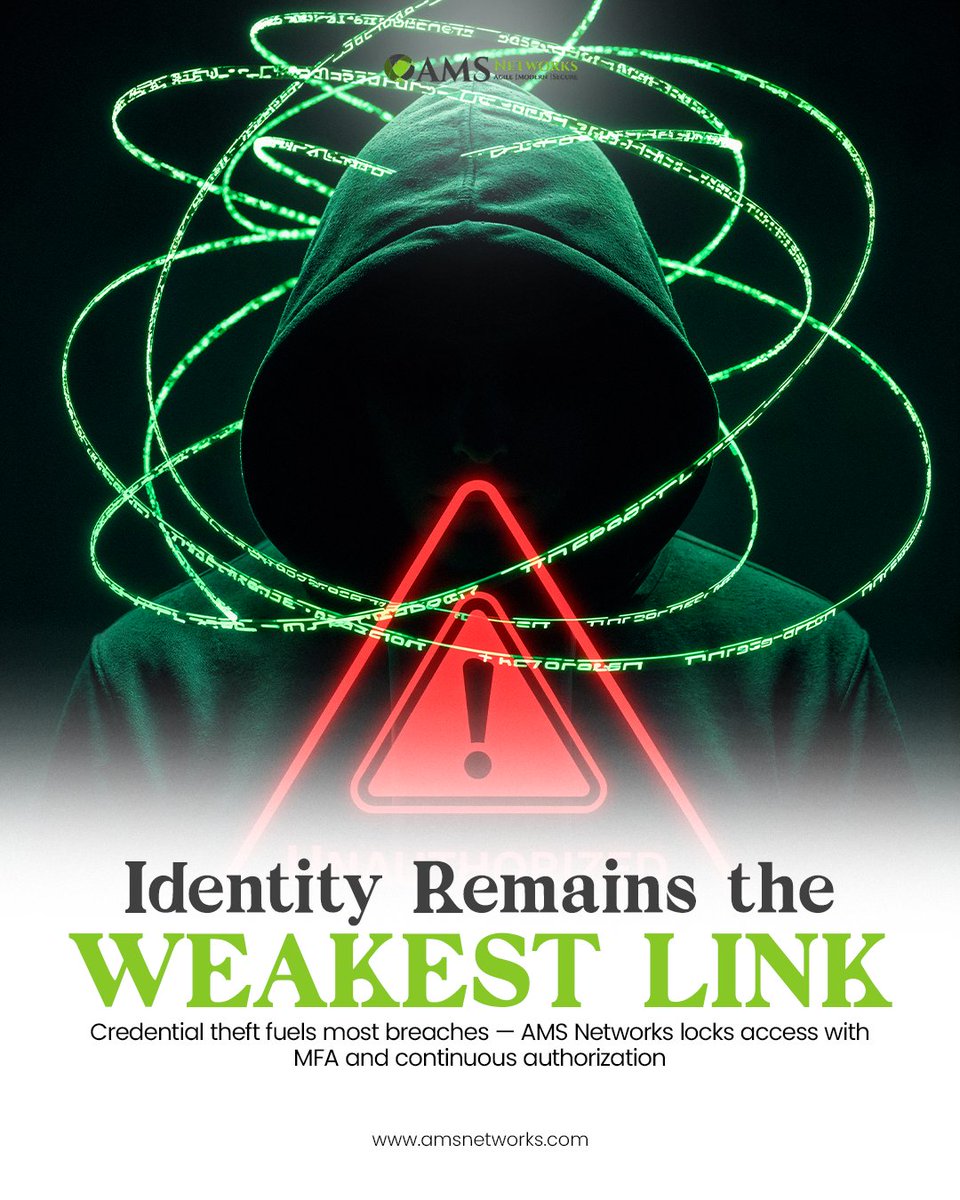 AMSNetworks's tweet image. Stop the threat at the door. AMS Networks secures your access perimeter with MFA, IAM, and continuous authorization. Trust no one; verify everything.
Eliminate identity risk:
zurl.co/z3ipS

#IAM #ZeroTrust #IdentitySecurity  #FederalGovernment #AMSNetworks