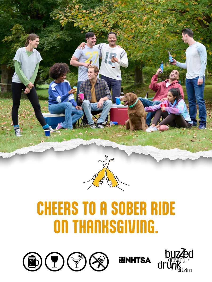 Calling a sober ride is as easy as pie. 🥧 Don’t get behind the wheel if your Friendsgiving celebration includes alcohol. Buzzed Driving Is Drunk Driving.